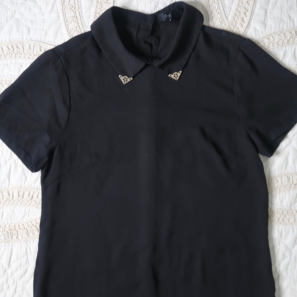 Black Dressy Collared Top